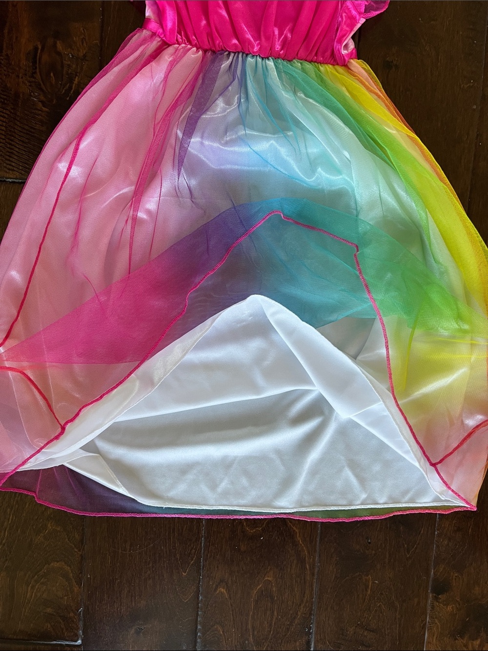 Disney Girls Rainbow Princess Dress in Pink, Yellow, Blue, Green - Picture 4 of 5
